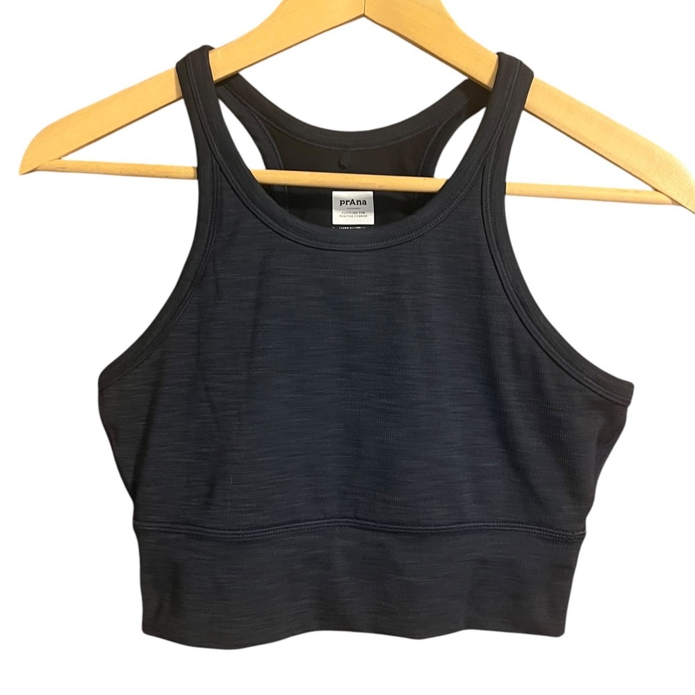 prAna Becksa Bralette Crop Tank Black Sports Bra Size S